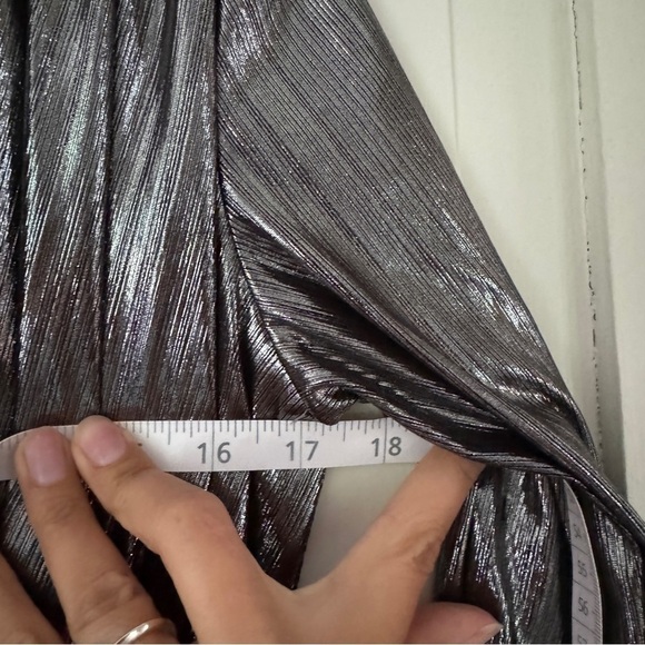 House of CB ALVONA METALLIC SILVER DRAPE MINI DRESS - Picture 12 of 16
